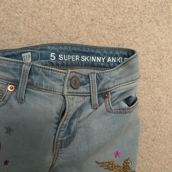Gap Denim Super Skinny Jeans Glitter Sparkle Unicorn Stars size 5 - Picture 5 of 5